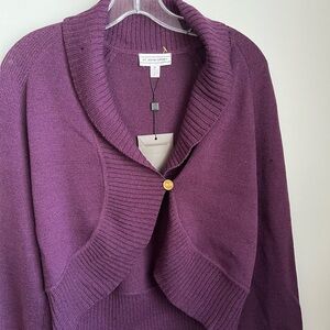 St. John Sport Santa Knit Cardigan Sweater Wool Imported Fabric USA Medium Flaws